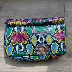 ASOS Multicolor Snakeskin Foldover Clutch